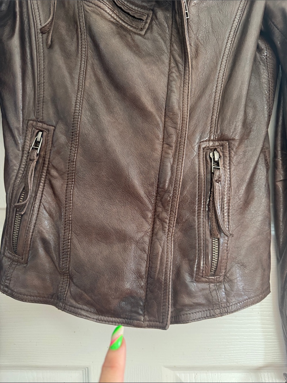 Danier Dark Brown Leather Moto Jacket - Picture 7 of 7